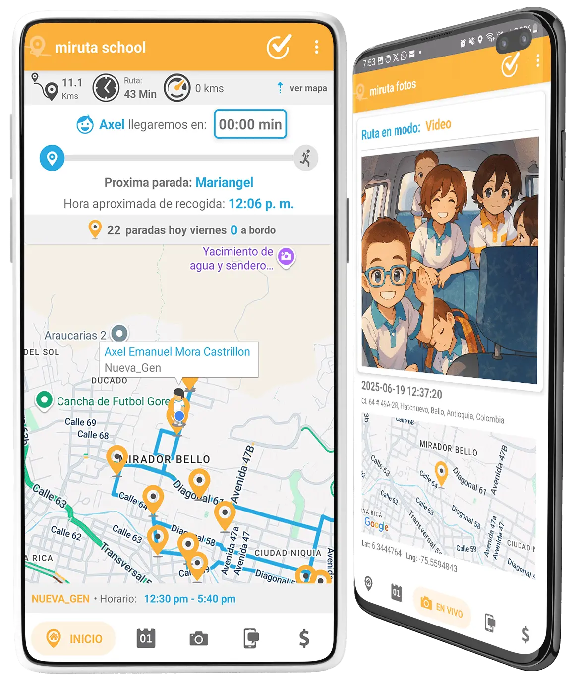 App miRuta School para padres - rastreo del transporte escolar