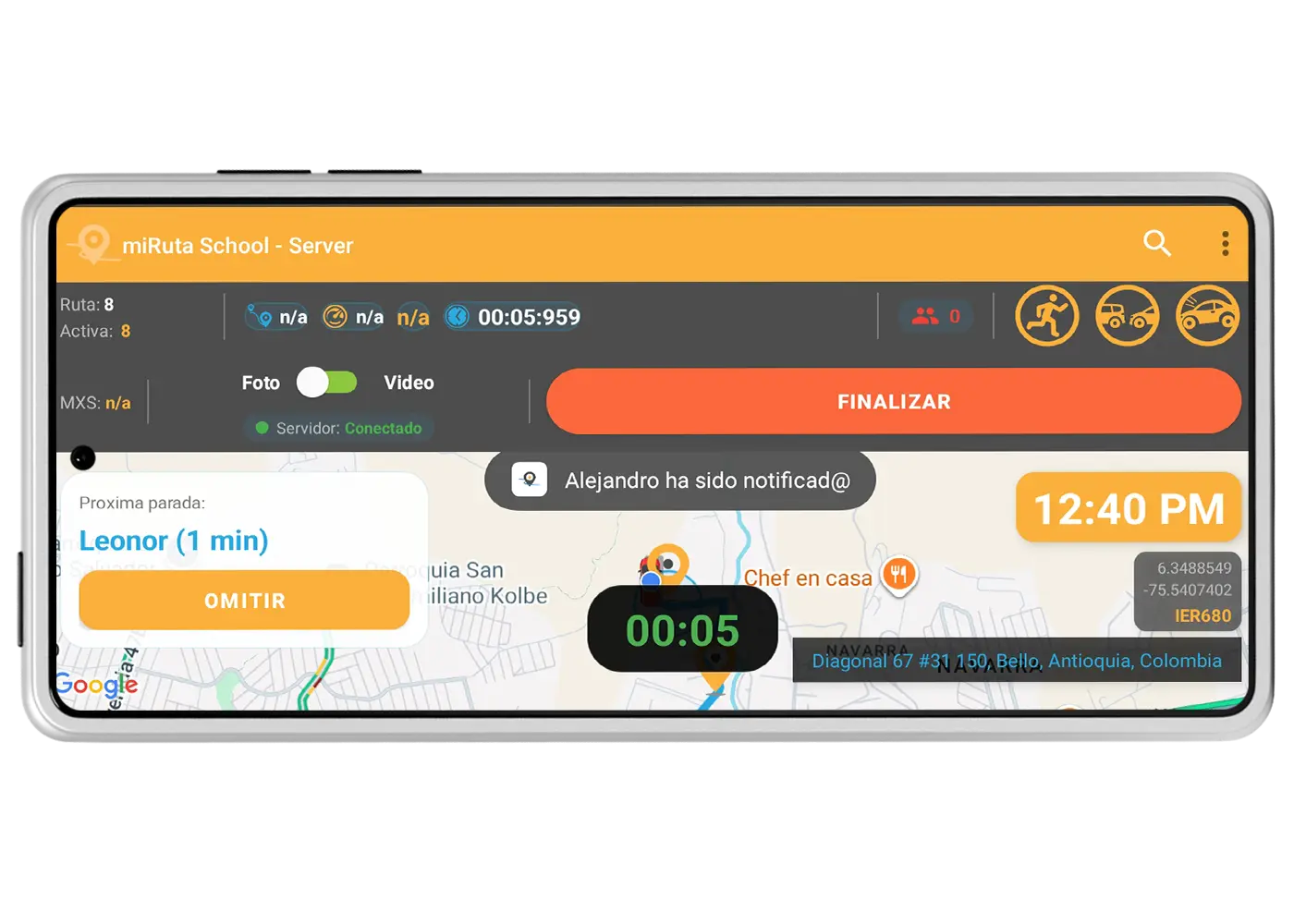 App miRuta Drive para conductores - navegaci&oacute;n y control de paradas
